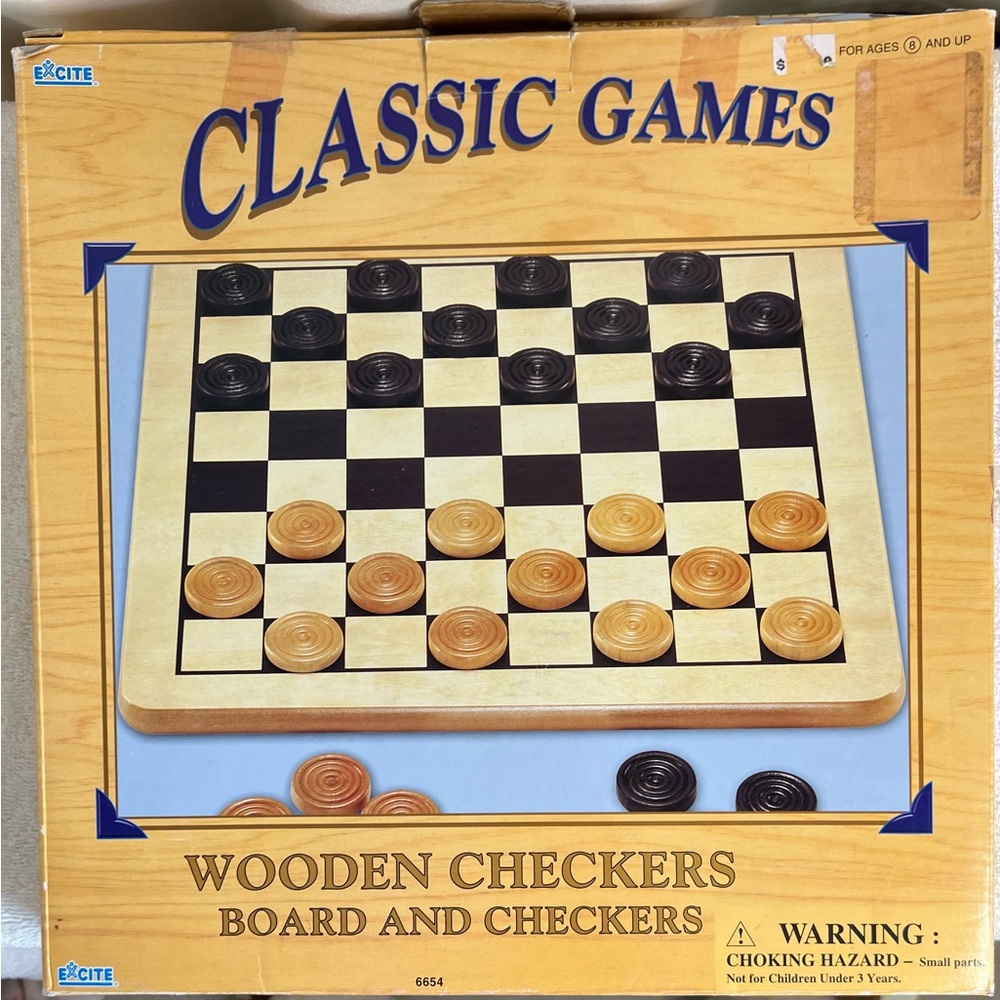 EUC Classic wooden checkers game